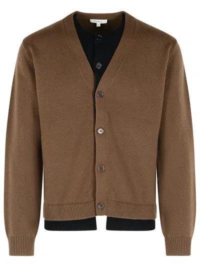 Jw Anderson Brown Cashmere Blend Layered Cardigan In Gray