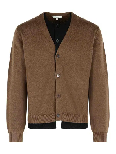 JW ANDERSON BROWN CASHMERE BLEND LAYERED CARDIGAN