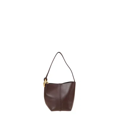 Jw Anderson Brown Leather Bucket Bag In Burgundy