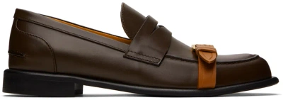 Jw Anderson Brown Leather Pin-buckle Loafers In 19221-201-dark Brown