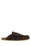 Jw Anderson Leather Stitch Detail Flat Sole Slippers In Brown