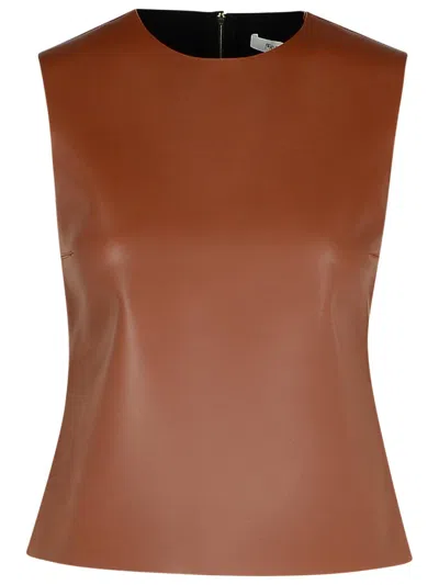 Jw Anderson Leather Tank Top Seam Detailing In Brown
