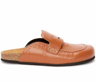 Pre-owned Jw Anderson Brown Logo-debossed Slippers Loafer Mules Size 9 Men's Shoes
