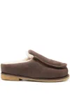 Jw Anderson J. W. Anderson Brown Suede Mules With Cozy Fur Interior And Embossed Seams In Brown