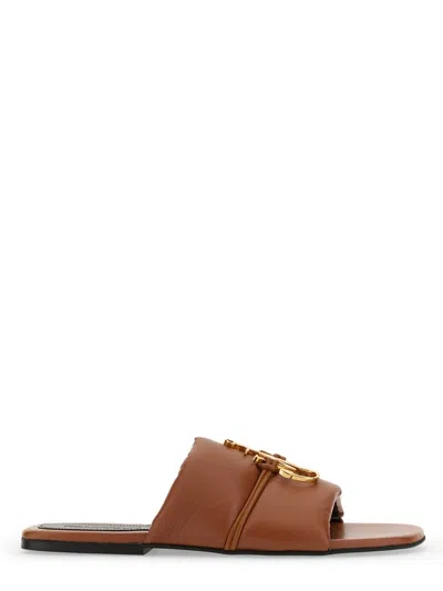 Jw Anderson Brown Slide Sandal In Multi
