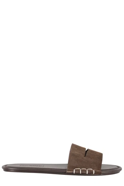 Jw Anderson Brown Slide W Foam Insole Suede Sandals