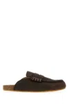Jw Anderson Leather Stitch Detail Flat Sole Slippers In Brown