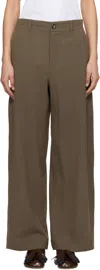 Jw Anderson Brown Straight Leg Trousers In 575 Khaki