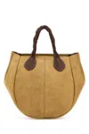 Jw Anderson J.w. Anderson Beige Suede Small Punch Handbag In Brown