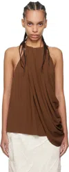 Jw Anderson Twisted Drape Halter Top In 621 Chestnut