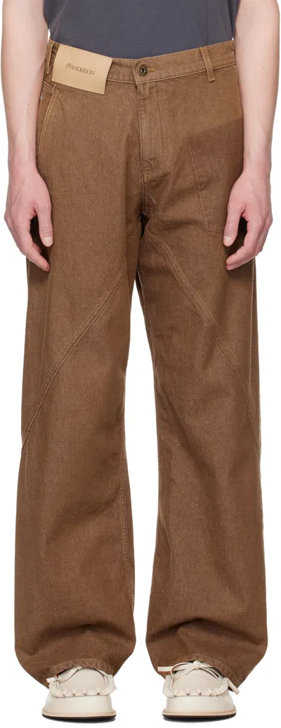 Jw Anderson Brown Twisted Workwear Jeans In 405
