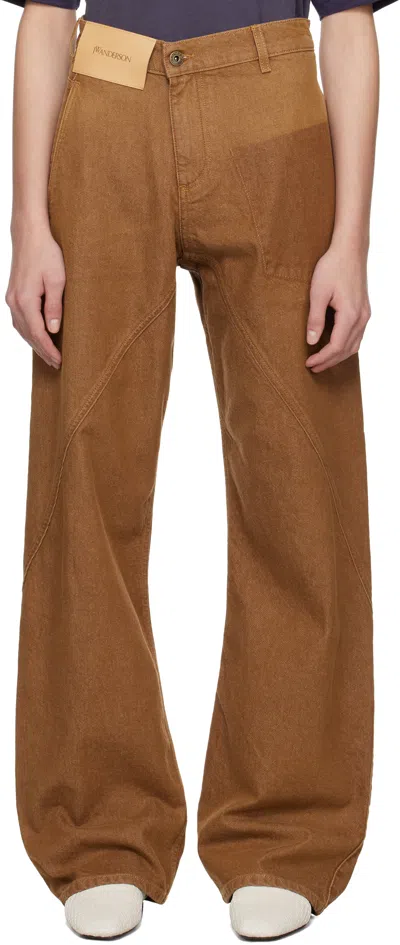 Jw Anderson Brown Twisted Workwear Jeans In 405 Rust