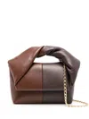 Jw Anderson Small Twister Two-tone Leather Top Handle Bag In Brown