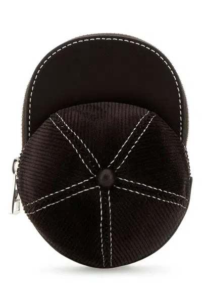 Jw Anderson Brown Velvet And Leather Mini Cap Crossbody Bag