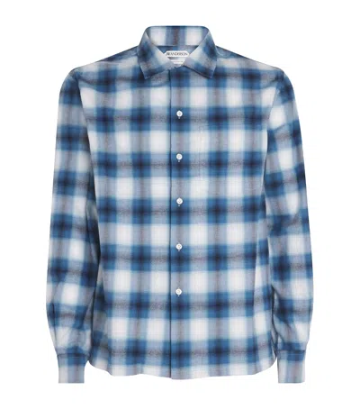 Jw Anderson Brushed Gradient-check Overshirt In Blue