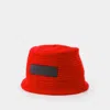 Jw Anderson Logo-patch Knitted Bucket Hat In Red