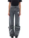 Jw Anderson Bucket Distressed Mid-rise Wide-leg Jeans In Grey