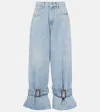 Jw Anderson Wide Jeans With Adjustable Ankle Height Belts In Blue