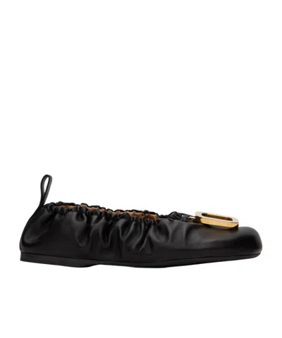 Jw Anderson Buckle Logo Ballet Shoes In Black