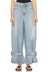 Jw Anderson Wide Jeans With Adjustable Ankle Height Belts In Light Blue