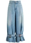 Jw Anderson Wide Jeans With Adjustable Ankle Height Belts In Light Blue