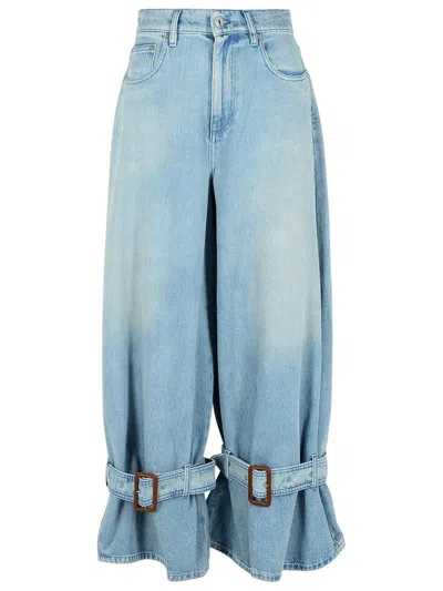 Jw Anderson Buckled Cuff Denim Jeans In Blue