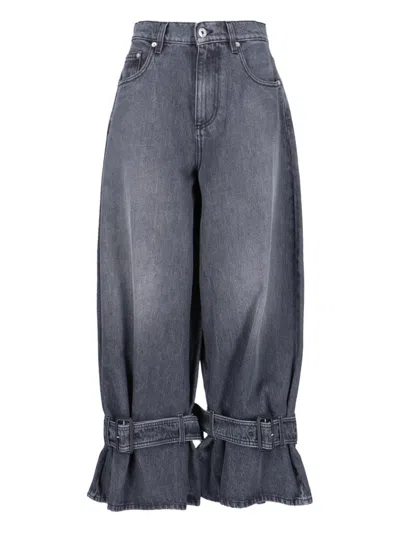 Jw Anderson Buckled Cuff Denim Jeans In Grey