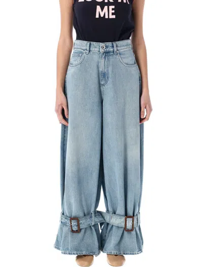 Jw Anderson Buckled Cuff Jeans In Light Blue