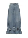 Jw Anderson Wide Jeans With Adjustable Ankle Height Belts In Light Blue