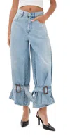 Jw Anderson Wide Jeans With Adjustable Ankle Height Belts In Light Blue