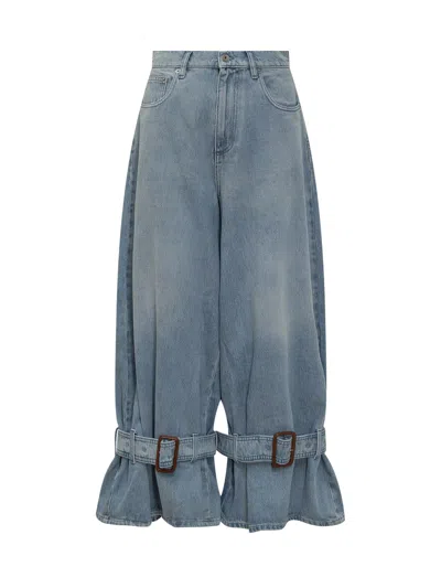 Jw Anderson Buckled Cuff Jeans In Denim