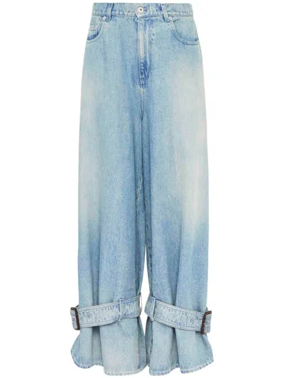Jw Anderson Buckle-detail Mid-rise Wide-leg Jeans In Blue