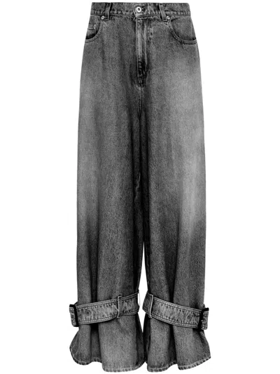 Jw Anderson Buckled Cuff Denim Jeans In Gray