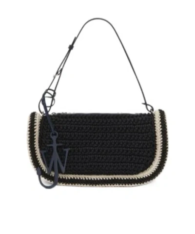 Jw Anderson Bumper 15 Crochet Shoulder Bag In Black