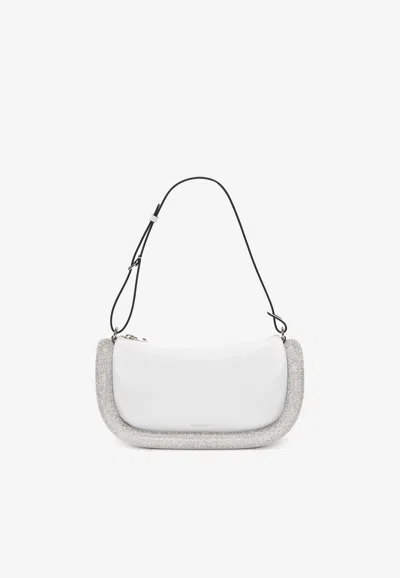 Jw Anderson Womens White Bumper Crystal-embellished Leather Shoulder Bag