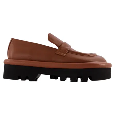 Jw Anderson Bumper Chunky Flats In Orange Leather In Brown