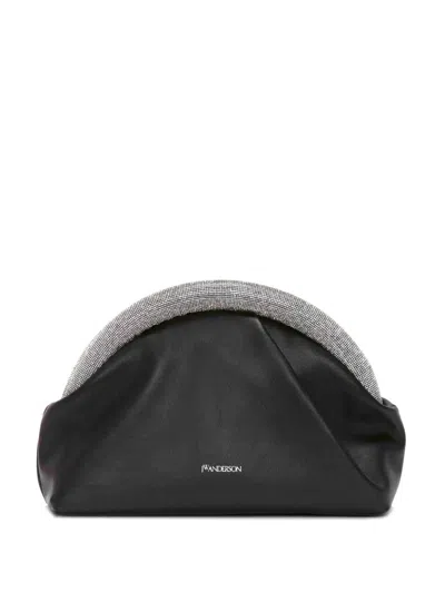 Jw Anderson Bumper-clutch Crystal-embellished Mini Bag In Black