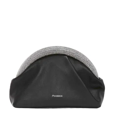 Jw Anderson Bumper Crystal-embellished Clutch In Black