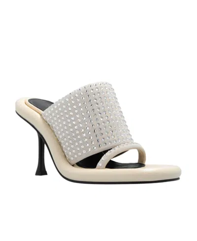 Jw Anderson Bumper-tube Crystal-embellished 90mm Mules In Nude