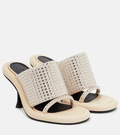 Jw Anderson Bumper Tube Embellished Leather Sandals In Beige