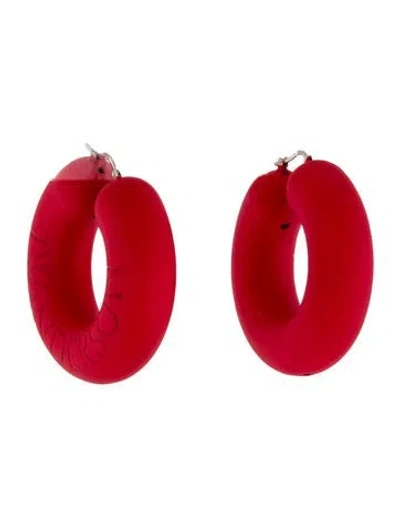 Pre-owned Jw Anderson Bumper Tube Hoop Earrings In Red