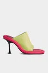 Jw Anderson Bumper-tube Leather Mules In Yellow And Fuchsia