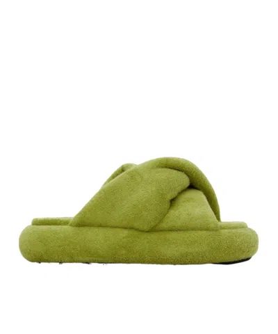Jw Anderson Bumper-tube Twist Slippers In Green
