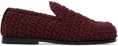 Jw Anderson Burgundy Crotchet Loafers In 19542-601-dark Red
