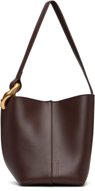 Jw Anderson Burgundy 'the Jwa Corner Small Bucket' Tote
