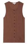 Jw Anderson Button Front Stretch Cotton Tank In 621 Chestnut