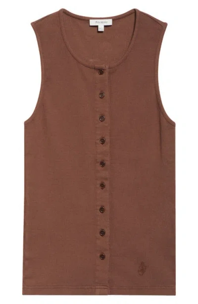 Jw Anderson Button Front Stretch Cotton Tank In 621 Chestnut