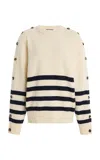 Jw Anderson Button-sleeve Breton Wool Sweater In White