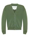 Jw Anderson Garment Dye V Neck Cardigan Pine In Green