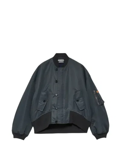 Jw Anderson Oversized Tipped Hem Satin Bomber Jacket In Gray